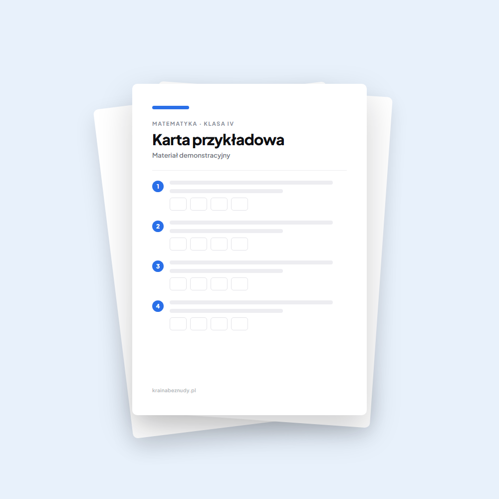 Przykładowa karta pracy z matematyki, podgląd materiału PDF