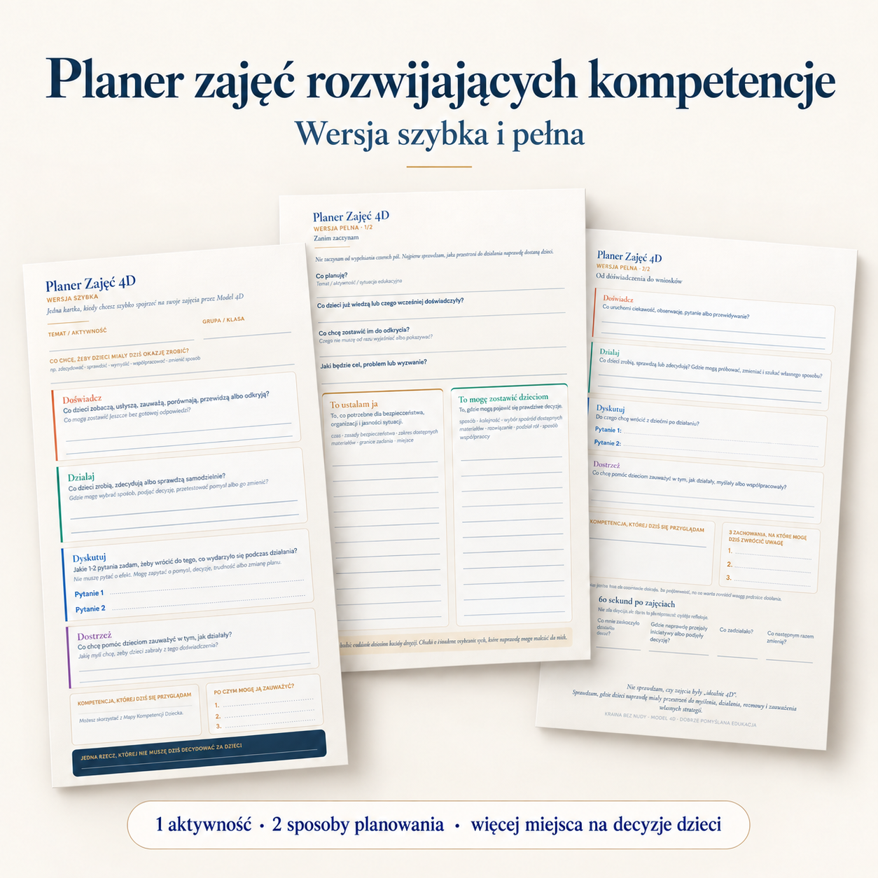 Planer zajęć rozwijających kompetencje · Wersja szybka i pełna